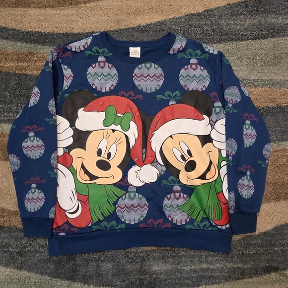 Disney Tops - Disney Mickey & Minnie Mouse Christmas Sweatshirt XL Light Up Ugly